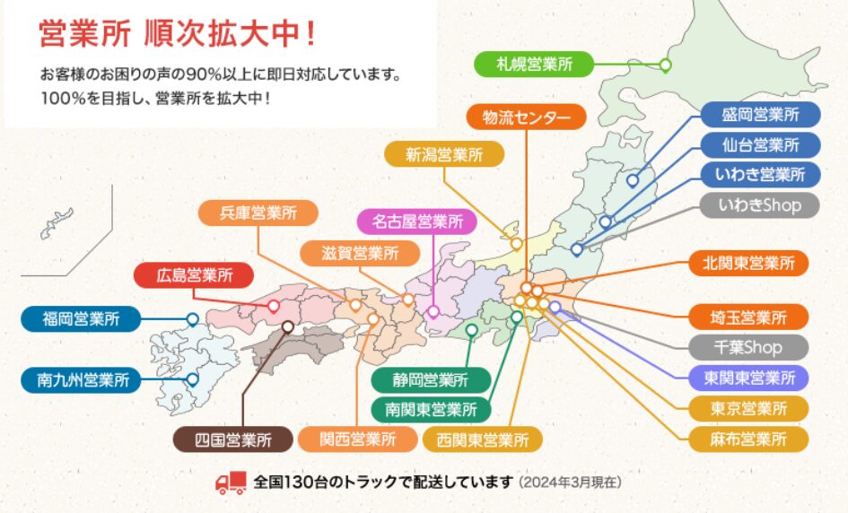 かしてどっとこむの配達エリア